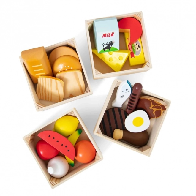 Nourriture en bois - 4 types en boîtes