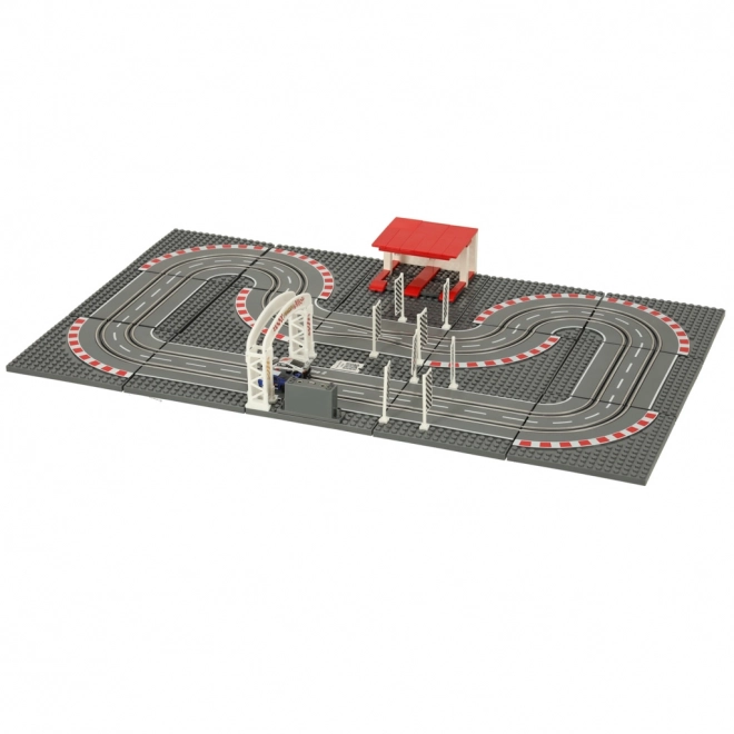 Piste de course policière électrique avec voitures et blocs de construction