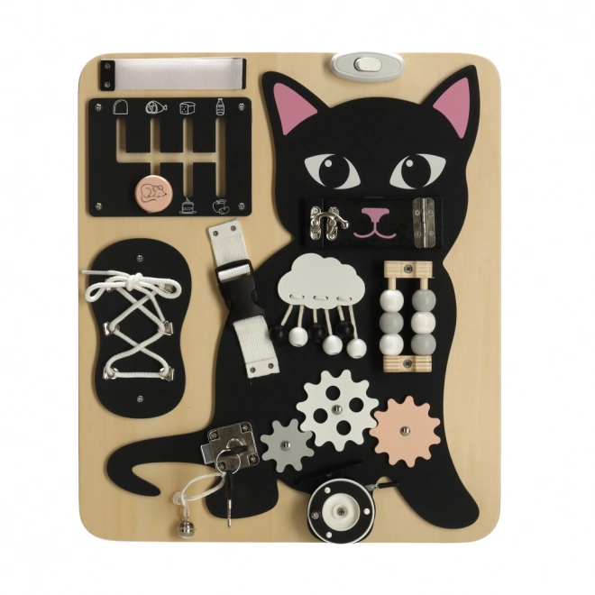 Planche sensorielle en bois Chat