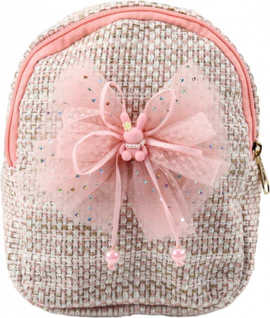 Petit sac à dos pour enfant avec nœud et petit lapin rose