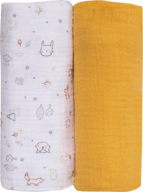 Langes en mousseline BUBABA 2 pcs jaune