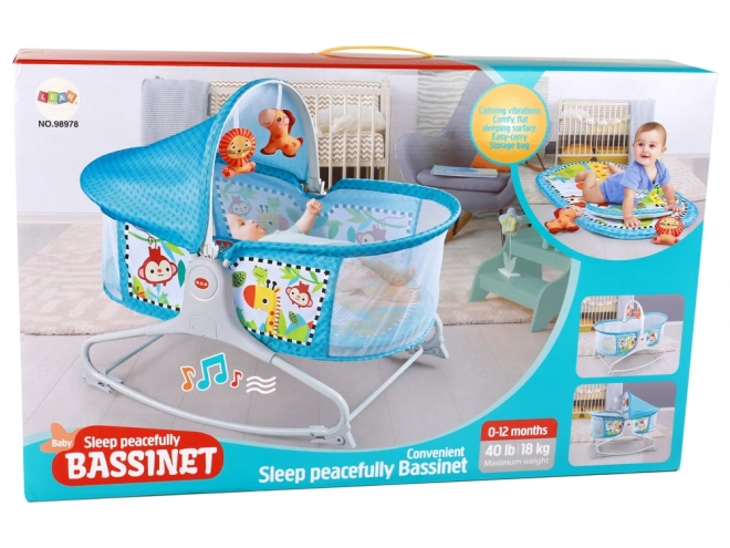 Lit bébé multifonctionnel 2 en 1 Baby Mat Sons Vibrations Bleu