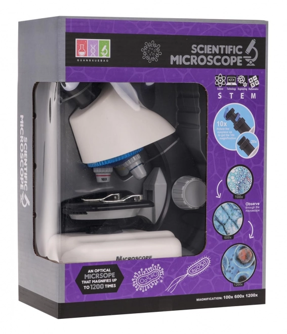 Microscope blanc + tubes à essai et accessoires
