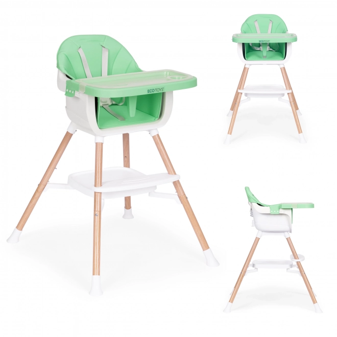 Chaise haute pour enfants 2en1 verte ECOTOYS