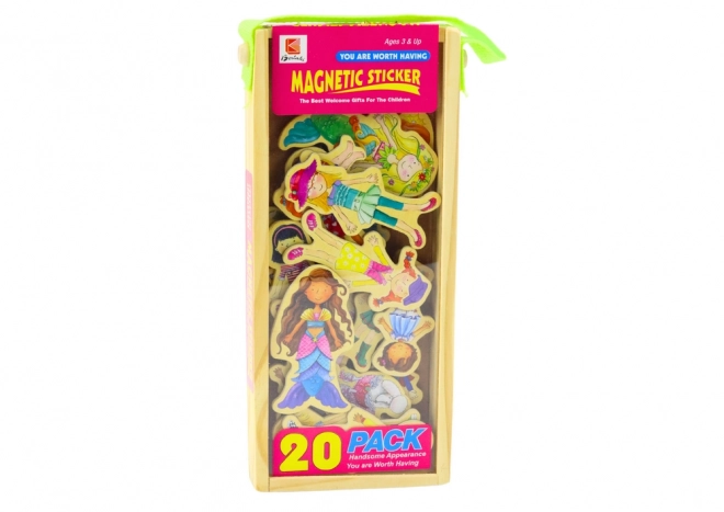 Figurines magnétiques en bois dans des costumes colorés, 20 pcs