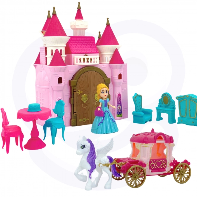 Château magique interactif avec carrosse et accessoires