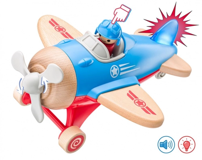 Grande avion jouet avec pilote, lumineux et avec des effets sonores