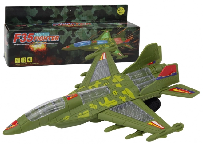 Avion de chasse militaire avec lumières et sons – vert