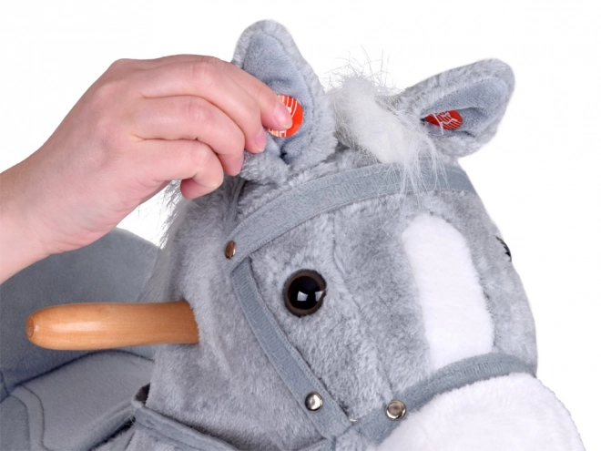 Grand cheval à bascule gris + queue mobile et museau ZA5441