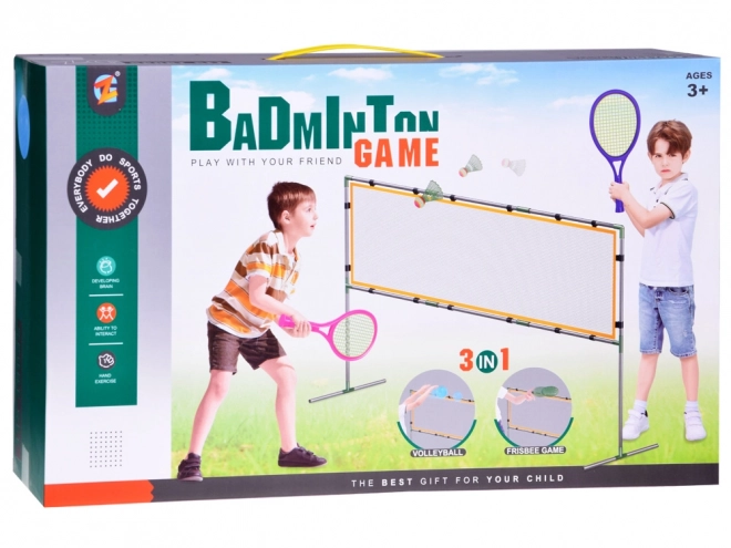 Ensemble sportif 3 en 1 : Filet de volley-ball, set de badminton, disque volant