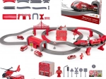 Circuit de train électrique Woopie avec caserne de pompiers, 92 pièces
