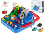 Parc de course automobile interactif à obstacles avec 4 véhicules et un hélicoptère 24 × 24 cm