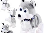 Husky en peluche interactif avec sons et tours au toucher