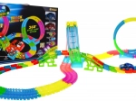 Circuit de course lumineux pour enfants 3+ avec petites voitures LED, loopings 360°, dénivelés, 166 pièces
