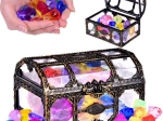 Coffre de pirate avec cristaux colorés pour chasse au trésor