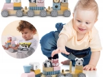 Jouet en bois train avec blocs et animaux Montessori