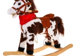 Cheval à bascule en peluche avec effets interactifs, bois et peluche
