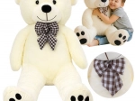 Ours en peluche 100 cm Kruzzel – jouet câlin crème avec nœud