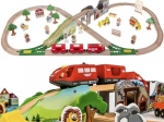 Circuit de train en bois 3,2 m – grand set de 57 pièces avec grue