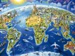 Puzzle Educa carte avec monuments mondiaux 2000 pièces