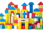 blocs de construction en bois dans un seau 100 pcs
