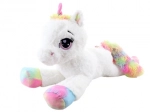 Licorne en peluche blanche 80 cm avec accessoires arc-en-ciel