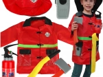 costume de pompier pour enfants avec talkie-walkie 3-8 ans
