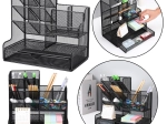 Organiseur de bureau en métal pour fournitures – noir