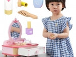 Coiffeuse en bois pour enfants Viga rose avec accessoires
