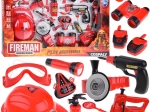 Grand set de pompier avec casque et scie, 13 pièces