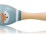 Maraca en bois bleue motif renard