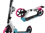 Trottinette pliable blanc‑rose‑bleu avec sangle
