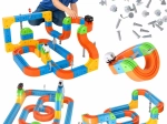 Cubes de construction magnétiques – circuit de course et de train 140 pièces