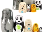 Matriochkas en bois animaux – lot de 5 pcs