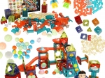 Blocs de construction magnétiques avec toboggan à billes lumineux