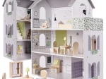 Maison de poupées en bois avec accessoires gris