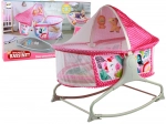 Lit Bébé Multifonction 2-en-1 avec Balançoire en Couleur Rose