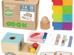 Boîte éducative Montessori 6 en 1 WOOPIE GREEN pour bébés de 7 à 8 mois, 26 pièces, FSC