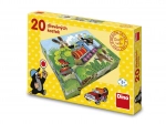 Cubes en bois illustrés Taupe et moyens de transport, 20 pcs