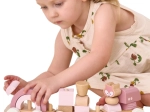 Train en bois PolarB rose avec wagons et blocs de construction Viga