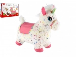 Cheval sauteur en peluche licorne avec son, blanc à étoiles
