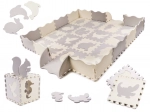 Tapis éducatif en mousse puzzle, gris et écru, 36 pièces, 150 × 150 cm