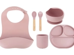 Set de vaisselle en silicone pour enfants MoMi AMI rose