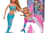 Steffi Love Mermaid Friends – ensemble de poupées sirènes Steffi et Evi avec dauphin et peigne