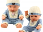 Poupée Bébé en Tenue Tricotée Bleue avec Bonnet