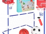 But de football et panier de basket 2-en-1 avec deux ballons et une pompe
