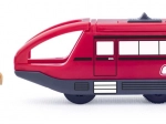 Locomotive rouge avec mécanicien à piles