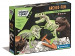 Clementoni Science & Play ArcheoFun : T‑Rex et Tricératops – kit de fouille avec squelettes lumineux