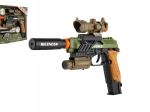 Pistolet en plastique avec lumière et son, à piles, avec accessoires