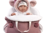 Bébé réaliste dans une gigoteuse rose 42 cm Llorens